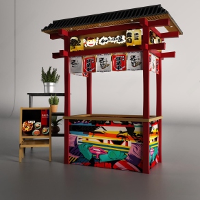 日式餐饮小吃车3D模型下载